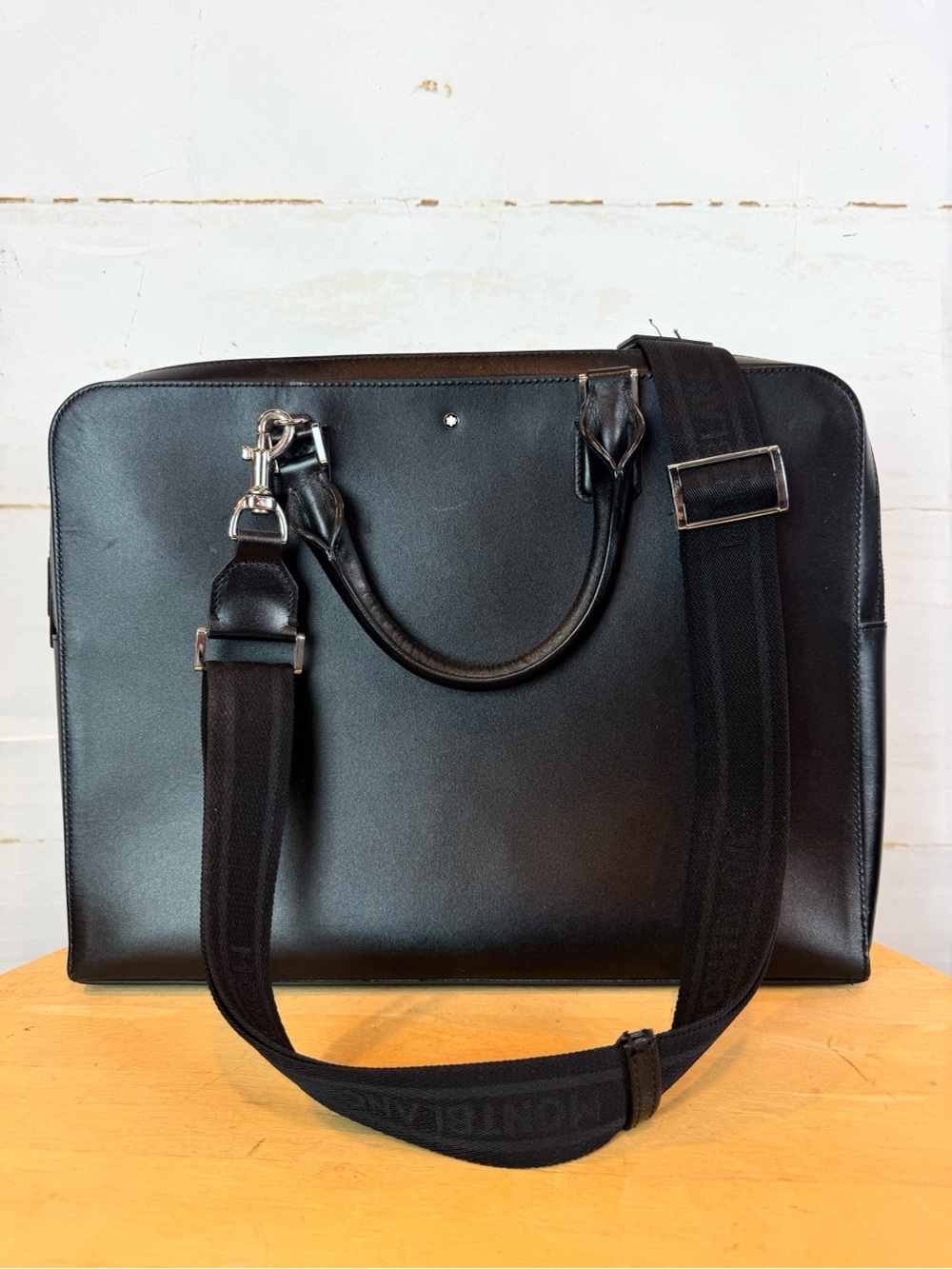 Montblanc | Black Leather Crossbody Briefcase